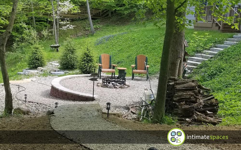 Outdoor Project: Stone walls, fire pit, dock, deck