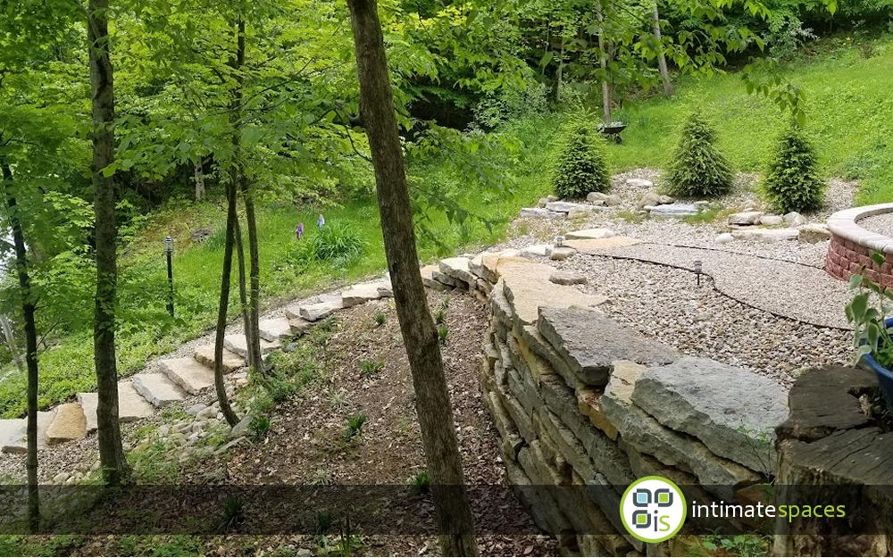 Outdoor Project: Stone walls, fire pit, dock, deck