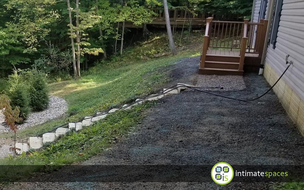 Outdoor Project: Stone walls, fire pit, dock, deck