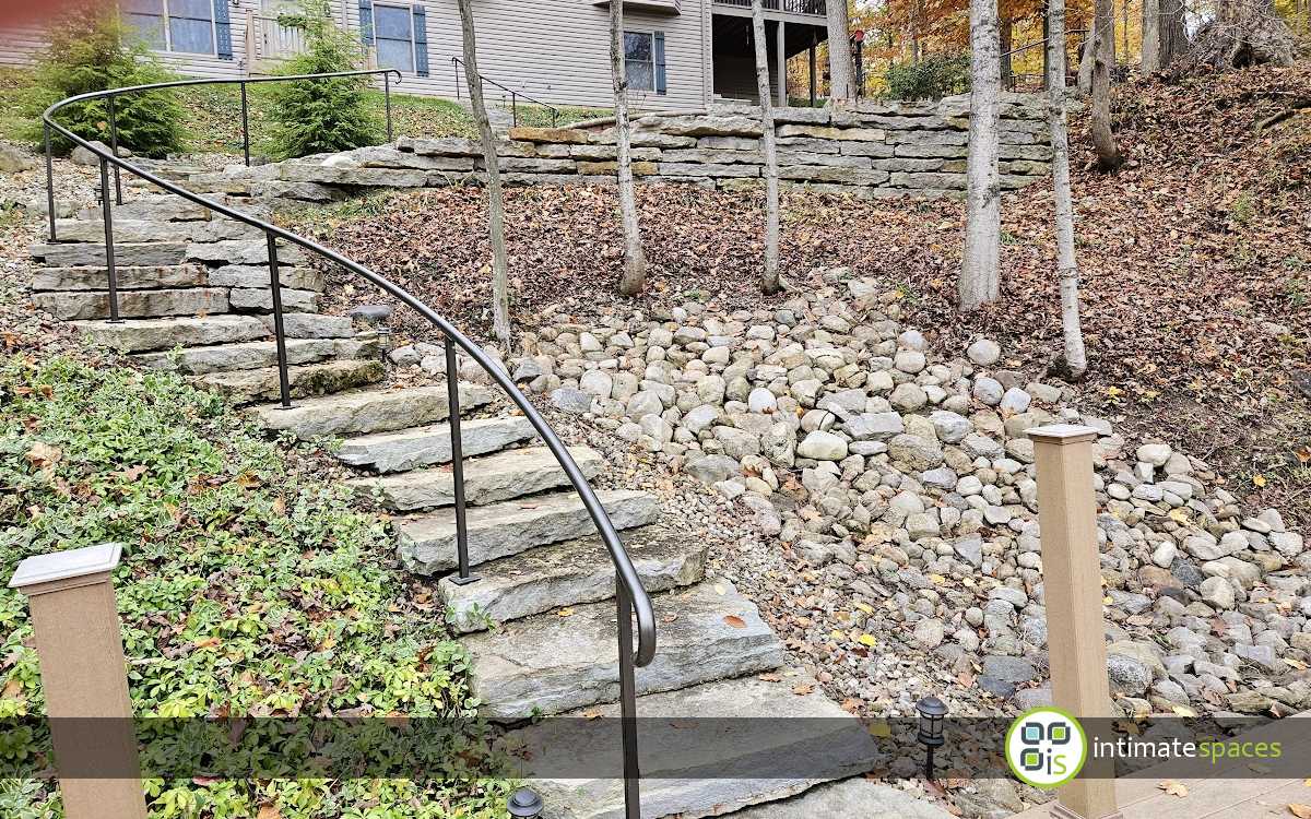 Outdoor Project: Stone walls, fire pit, dock, deck