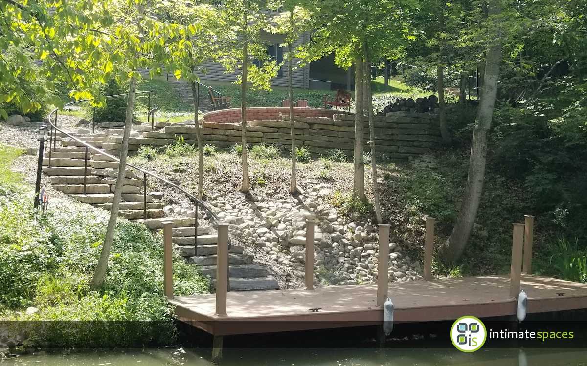 Outdoor Project: Stone walls, fire pit, dock, deck