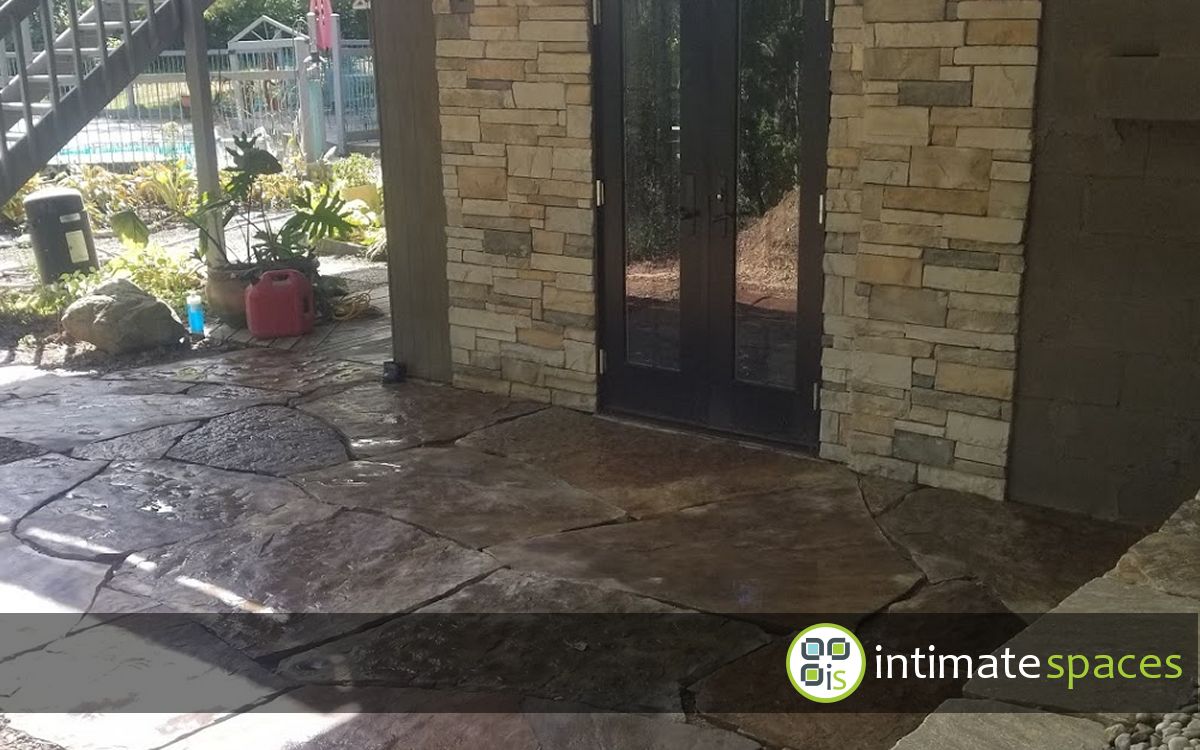 Outdoor Project: Flagstone patio, french doors, retaining wall