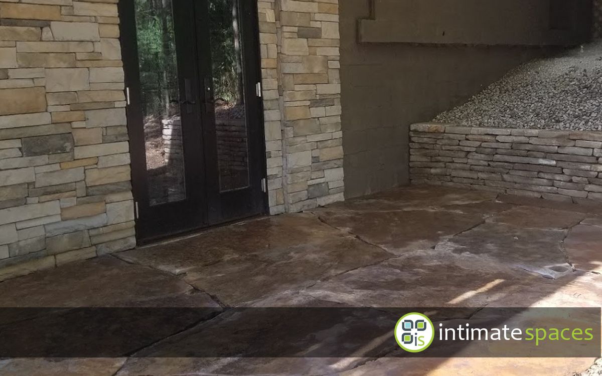 Outdoor Project: Flagstone patio, french doors, retaining wall