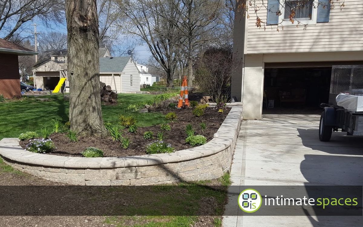 Outdoor Project: Entry curved steps, curb appeal, retaining walls